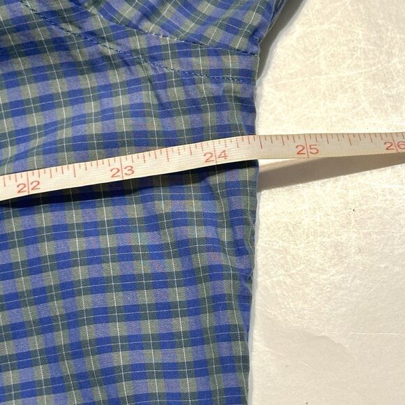 Ledbury Shirt Mens Size XL Blue Green Check 100% Cotton Casual Button Up Slim - Picture 3 of 9